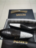 沙馳（SATCHI）男鞋 時(shí)尚鴕鳥紋男士皮鞋套腳商務(wù)休閑鞋 402242195Z 黑色 40 曬單實(shí)拍圖