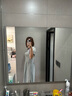 百家好/百家好圓領(lǐng)顯瘦T恤裙女2024夏季新款高腰捏褶連衣裙 灰色 M 曬單實(shí)拍圖