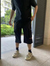 安初夏冰絲七分短褲男士夏季薄款運(yùn)動(dòng)休閑工裝褲男生中褲青少年六分馬褲 708深灰+ 708黑色 XL 曬單實(shí)拍圖