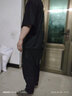 琉語短袖男大碼復(fù)古印花T恤男夏季男裝加肥加大夏裝潮半袖打底衫寬松 T532得閑飲茶【黑色】 5XL 【建議190-210斤】 曬單實拍圖