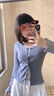 衣然呈品純欲蕾絲拼接T恤女夏季薄款修身顯瘦假兩件長(zhǎng)袖時(shí)尚打底衫上衣女 灰色 M 【建議90-110斤】 曬單實(shí)拍圖