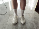 特步（XTEP）女鞋秋季軟底跑步鞋女2025新款冬皮面防水休閑老爹鞋潮運動鞋子女 帆白/黑/雪霧綠 皮面防水 38 曬單實拍圖