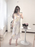 對白【油畫(huà)裙】印花吊帶連衣裙女2026夏季新款海邊度假風(fēng)無(wú)袖長(cháng)裙 清冷紫 S 曬單實(shí)拍圖