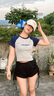 槿城甜辣妹慵懶風(fēng)抽繩褶皺運動(dòng)短褲女夏季薄款顯瘦高腰百搭休閑熱褲潮 黑色KU218 L (100-120斤） 曬單實(shí)拍圖
