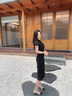LISCN新中式辣妹國風改良旗袍2025新款包臀開叉性感黑色連衣裙女休閑百 黑色 S 曬單實拍圖