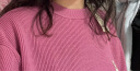 无印良品 MUJI 女式 棱纹编织 圆领短款针织衫 长袖女款早春新品 薄款毛衣 粉红色 S (155/80A) 晒单实拍图