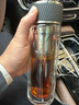 膳魔師（THERMOS）雙層隔熱透明玻璃杯男士茶漏茶濾商務(wù)辦公泡茶杯子TCGA-400 黑色 400ml 曬單實(shí)拍圖