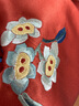 一城風(fēng)絮正芳春丨紅色傳統(tǒng)復(fù)古立領(lǐng)盤扣刺繡花倒大袖寬松平裁旗袍裙 橘紅色繡花 S 曬單實(shí)拍圖