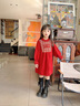 mlgt kids童裝女童連衣裙秋冬新款女寶寶公主裙子兒童拜年服周歲禮服 紅色 110cm 曬單實拍圖
