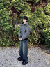 MAYBEYOND美式牛仔褲男夏季高街寬松直筒褲闊腿休閑長褲子MA78黑灰L 曬單實拍圖