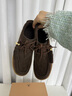 natursun方槍槍同款厚底袋鼠鞋女式冬季高幫加絨鞋增高餅干鞋 棕色-薄里  4cm 37 曬單實(shí)拍圖