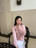 MARDI玫瑰logo刺繡羊毛衫24年秋冬新款修身顯瘦紐扣針織開衫女毛衣外套 TF901  粉色 均碼 曬單實(shí)拍圖