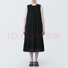 無(wú)印良品 MUJI 女式強捻無(wú)袖連衣裙女裝連身裙子夏季純棉全棉長(cháng)裙BC2JNC4S 黑色 S (155/80A) 曬單實(shí)拍圖