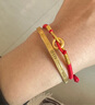 中國黃金（CHINA GOLD）平安扣手鏈男女情侶款同心圓編織繩足金轉(zhuǎn)運珠七夕情人節(jié)生日禮物 京速達(dá)*平安扣手鏈【輕版-紅繩】約0.3g 曬單實拍圖