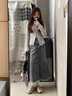FEISIMI輕奢品牌夏季半身裙子2025夏天新款女裝衣服魚尾裙遮胯a字裙子 復古藍 L 曬單實拍圖