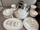 曼遠云暖白玉景德鎮碗碟套裝家用喬遷感餐具碗盤(pán)金邊白色骨瓷 【云暖白玉配水晶煲】骨瓷 52件套 曬單實(shí)拍圖