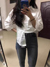 菲尼東爵粉色棉布襯衫女寬松文藝范襯衣2023春夏韓版拼接設計慵懶風(fēng)上衣潮白色L 【建議101-115斤】 曬單實(shí)拍圖