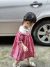 幼歌（YOUGE）嬰幼兒夏季新款法式草莓連衣裙寬松舒適透氣泡泡袖裙子 草莓紅格 90 cm 曬單實(shí)拍圖