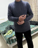 恒源祥高端羊絨衫男100％純羊絨中老年半高領(lǐng)加厚商務(wù)休閑針織打底毛衣 中灰 XL 175【建議140-160斤】 曬單實(shí)拍圖