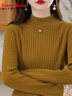 LOVER RUCCI100%純棉半高領(lǐng)毛衣女新款2025年秋冬長袖針織衫內(nèi)搭打底衫 黃坨 3XL 曬單實(shí)拍圖