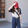 G.DUCKKIDS小黃鴨童裝親子裝一家三口短袖T恤全家服拍照沙灘親子外出服夏裝 米蘭拼接短袖 90 尺碼建議1~2歲 曬單實(shí)拍圖
