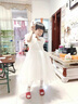 G.DUCKKIDS女童白色公主裙連衣裙夏季2025新款大兒童裝生日花童禮服婚紗裙子 白色 加頭紗 130 cm 曬單實(shí)拍圖