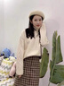 紅蜻蜓 針織衫女秋冬季高領(lǐng)毛衣女上衣外穿打底衫內(nèi)搭套頭時(shí)尚女裝線(xiàn)衣 常規(guī)米白+咖 均碼 曬單實(shí)拍圖