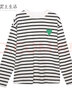 雲上生活女裝條紋純棉長(cháng)袖愛(ài)心T恤春裝兩色可選小圓領(lǐng)上衣T6677 黑/白條紋 M 曬單實(shí)拍圖