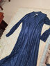 帝弗·潤馳2025新款女連衣裙超長(cháng)款復古條紋長(cháng)袖氣質(zhì)洋氣長(cháng)裙大擺裙 藏青色 3XL 曬單實(shí)拍圖
