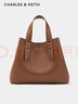 CHARLES&KEITH柔軟兩用大容量子母托特包女生日禮物CK2-50782360 Chocolate巧克力色 L 曬單實(shí)拍圖