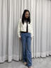 LAGOGO百搭顯瘦牛仔褲女拉谷谷春秋新款質(zhì)感挺括顯腿長休閑微喇褲 深牛仔藍(lán)(N2) L 曬單實(shí)拍圖