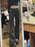 具趣美式復古灰色微喇叭衛褲女春秋新款顯瘦辣妹拖地休閑低腰運動(dòng)褲子 深灰-常規款 L 105-120斤 曬單實(shí)拍圖