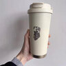 萬(wàn)娜 簡(jiǎn)約高顏值不銹鋼定制咖啡保溫杯吸管雙飲杯男女生隨行便攜ins 暮色黑-陶瓷內(nèi)膽 500ml 曬單實(shí)拍圖