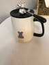 博精利品馬克杯帶蓋勺陶瓷杯子女生可愛(ài)創(chuàng  )意情侶家用辦公室早餐咖啡水杯男 黑色波點(diǎn)熊【小熊蓋+精品勺】 曬單實(shí)拍圖