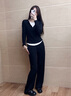 熙世界通勤戶(hù)外運動(dòng)上衣休閑闊腿褲兩件套裝女2025秋季搭配一整套 午夜黑 S 曬單實(shí)拍圖