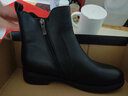 奧康女鞋冬季馬丁靴牛皮高幫棉鞋休閑短靴女加絨保暖棉皮鞋女士靴子 黑色-加絨款 【偏大一碼】 37 曬單實(shí)拍圖