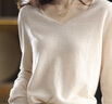 恒源祥100%純羊毛衫女2025秋冬新款保暖內搭打底衫V領(lǐng)洋氣套頭毛衣女 米色 XL 建議125-140斤 曬單實(shí)拍圖