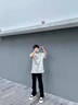 柏銘臣牛仔褲男美式機(jī)能秋冬高街微喇潮牌寬松黑色直筒排扣休閑長褲子男 黑色 XL【建議120-140斤】 曬單實(shí)拍圖