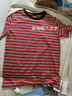 純一良品（CUNYI）童裝男童條紋短t恤兒童休閑上衣薄款夏裝新款中大童休閑潮 藍灰條紋 150 cm 曬單實(shí)拍圖