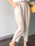 FSHE亞麻小腳哈倫褲春夏秋新款休閑褲女麻料寬松顯瘦女褲垂感九分 242#**8麻本色 M 91-105斤 曬單實拍圖