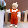 顆粒熊（KELIXIONG）嬰兒衣服冬季嬰兒連體衣加厚女寶周歲禮服夾棉哈衣寶寶新年服 福氣呀（橘紅） 180克 80cm 適合9-12月 曬單實(shí)拍圖