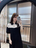 clotho Rennie品牌女裝小個(gè)子短袖連衣裙女2025夏季新款翻領(lǐng)拼接撞色寬松顯瘦裙 黑色 M 曬單實(shí)拍圖