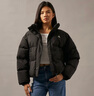 Calvin KleinJeans【防水】秋冬女士ck休閑絨領(lǐng)立領(lǐng)鴨絨羽絨服外套J224788 BEH-太空黑 S 曬單實(shí)拍圖