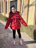 G.DUCKKIDS小黃鴨童裝女童棉服加絨加厚中長款兒童棉襖百搭保暖女大童外套 紅色 120 （建議身高110cm  6-7歲）c 曬單實拍圖