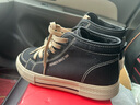 人本加絨帆布鞋女冬季新款百搭保暖二棉鞋秋季東北高幫板鞋 黑棕 39 標準碼 曬單實(shí)拍圖