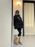 妙奕嘉棉服女秋冬季厚外套女款中長款黑色面包棉服2024新款棉襖棉衣 腰帶方格棉服【黑色】 L （建議110-125斤） 曬單實拍圖