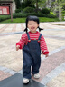 幼歌（YOUGE）寶寶秋季潮牌草莓條紋長(cháng)袖衛衣簡(jiǎn)約時(shí)尚牛仔背帶褲套裝 牛仔藍 褲子 偏小建議拍大一碼 90 cm 曬單實(shí)拍圖