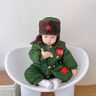 迪士尼寶寶嬰兒連體棉衣衣服冬裝加絨保暖滿月寶寶小紅軍周歲軍大衣爬服冬季 軍綠哈衣 100cm 100碼建議90-3-4歲 曬單實(shí)拍圖