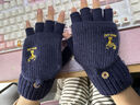 途尊手套男冬季露手指初中學(xué)生自行車(chē)騎行情侶毛線(xiàn)半截翻蓋男生冬保暖 藏青小鹿【半指翻蓋手套】 曬單實(shí)拍圖