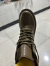 卡帝樂(lè)鱷魚(yú)（CARTELO）瘦瘦靴女2025年新款秋冬季韓版保暖短靴方頭馬丁靴子英倫彈力靴子 真皮單里卡其色 38 曬單實(shí)拍圖
